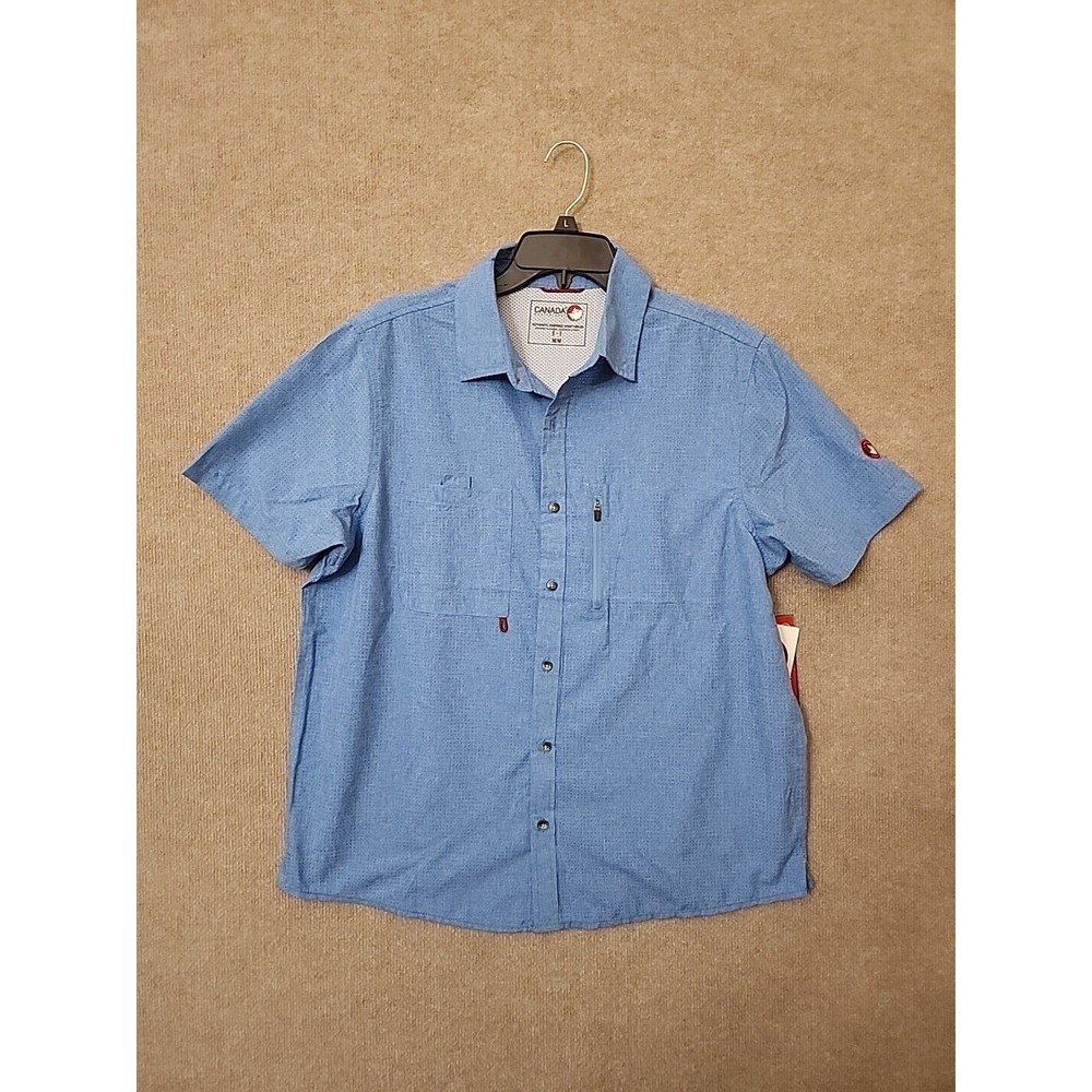 Canada Weather Gear Button Shirt Mens Medium Blue Air Mesh Vented Fishing NEW